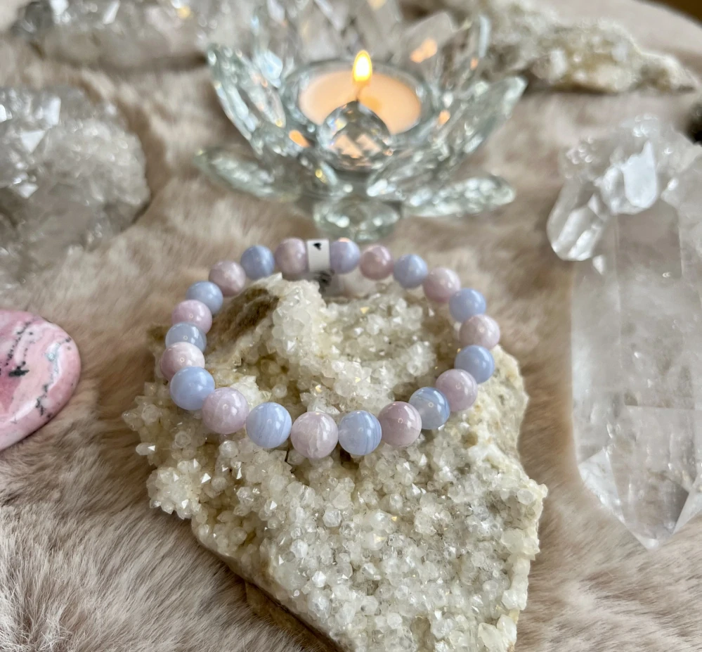 Kunzit s Chalcedonem náramek