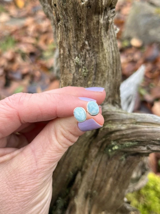 Larimar náušnice Ag 925